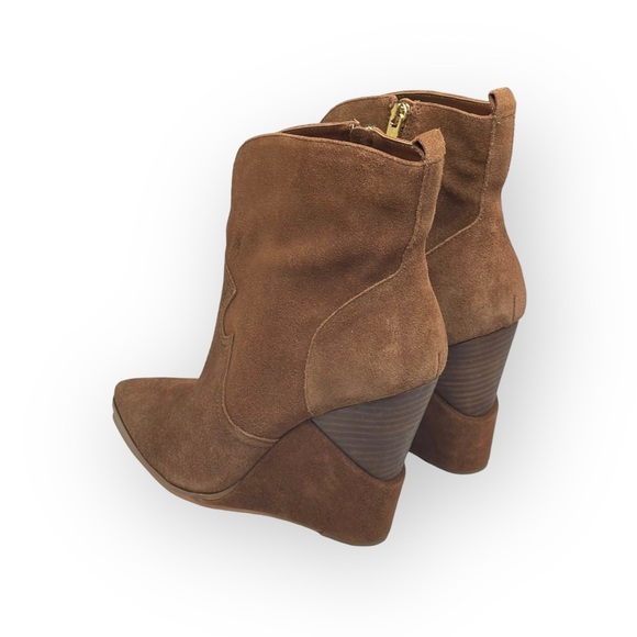 new Jessica Simpson 𖤐 Hilrie Wedge Heel Western Booties 𖤐 Brown Suede 𖤐 10M - Picture 7 of 16